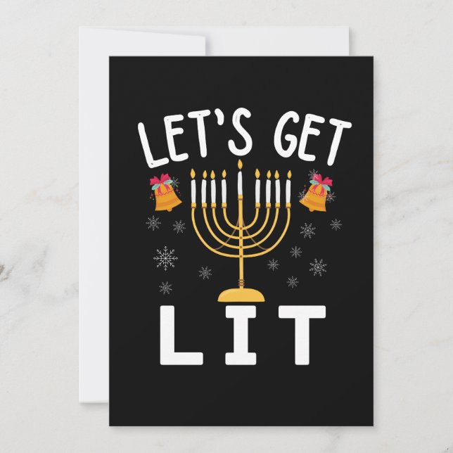 Hanukkah Let's Get Lit T-Shirt Invitation (Front)