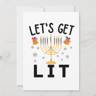  Hanukkah Let's Get Lit T-Shirt Invitation