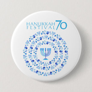 Hanukkah Lights Festival Anniversary 70th 3 Inch Round Button