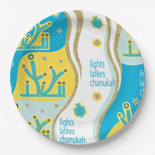 Hanukkah Lights Latkes Paper Plate