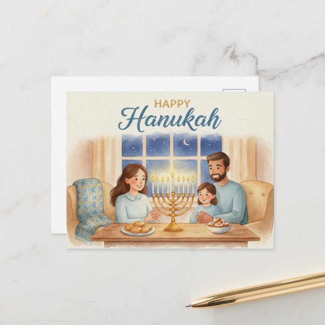 Hanukkah Lights Postcard (Front/Back In Situ)