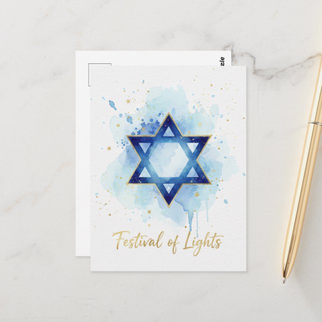 Hanukkah Lights Postcard (Front/Back In Situ)