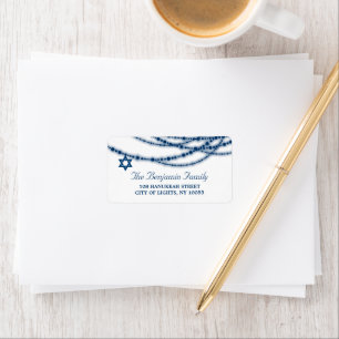 Hanukkah Lights Sparkles Holiday Return Address Label