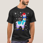 Hanukkah Llama Menorah Alpaca Santa Hat Christmas  T-Shirt<br><div class="desc">Hanukkah Llama Menorah Alpaca Santa Hat Christmas Chanukah</div>