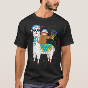 Hanukkah Llamakah Llama Sloth Happy Hanukkah Chanu T-Shirt
