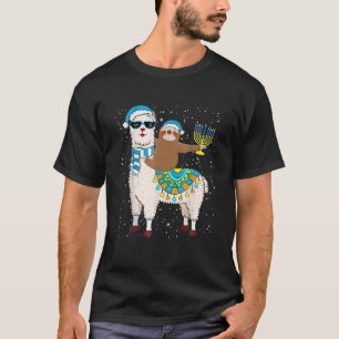 Hanukkah Llamakah Llama Sloth Happy Hanukkah T-Shirt
