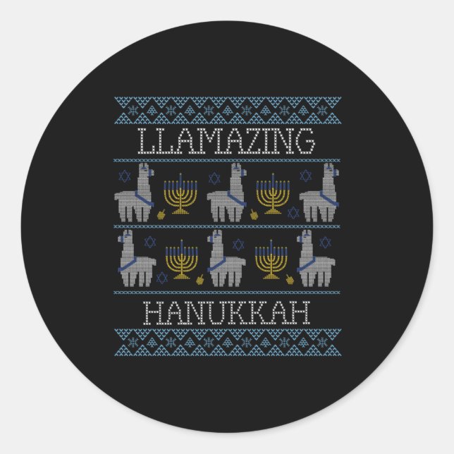 Hanukkah - Llamazing Hanukkah Classic Round Sticker (Front)