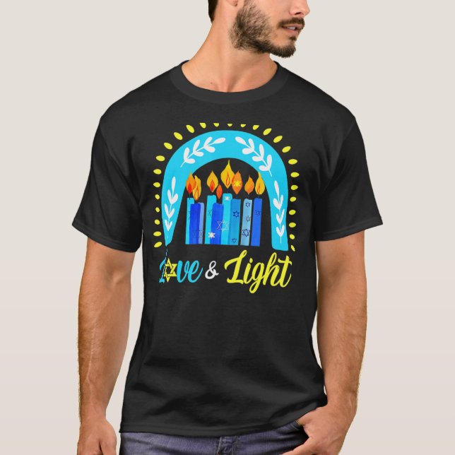 Hanukkah Love And Light Jewish Chanukah T-Shirt (Front)
