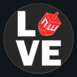Hanukkah Love Dreidel Jewish Holiday Classic Round Sticker<br><div class="desc">Hanukkah Love Dreidel Jewish Holiday</div>