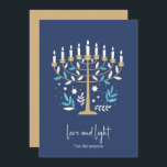 Hanukkah Love & Light Floral Menorah Card<br><div class="desc">Hanukkah Love & Light Floral Menorah Card. Personalize the custom text above. You can find additional coordinating items in our "Floral Hanukkah Menorah and Dreidel" collection.</div>