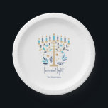 Hanukkah Love & Light Floral Menorah Paper Plate<br><div class="desc">Hanukkah Love & Light Floral Menorah Plates. Personalize the custom text above. You can find additional coordinating items in our "Floral Hanukkah Menorah and Dreidel" collection.</div>