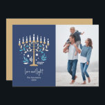 Hanukkah Love & Light Floral Menorah Photo Card<br><div class="desc">Hanukkah Love & Light Floral Menorah Photo Card. Personalize the custom text above. You can find additional coordinating items in our "Floral Hanukkah Menorah and Dreidel" collection.</div>