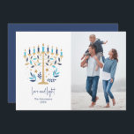 Hanukkah Love & Light Floral Menorah Photo Card<br><div class="desc">Hanukkah Love & Light Floral Menorah Photo Card. Personalize the custom text above. You can find additional coordinating items in our "Floral Hanukkah Menorah and Dreidel" collection.</div>
