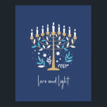 Hanukkah Love & Light Floral Menorah Sign<br><div class="desc">Hanukkah Love & Light Floral Menorah Poster. Personalize the custom text above. You can find additional coordinating items in our "Floral Hanukkah Menorah and Dreidel" collection.</div>