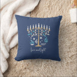 Hanukkah Love & Light Floral Menorah Throw Pillow<br><div class="desc">Hanukkah Love & Light Floral Menorah Throw Pillow. Personalize the custom text above. You can find additional coordinating items in our "Floral Hanukkah Menorah and Dreidel" collection.</div>