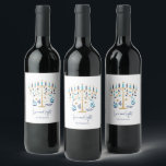 Hanukkah Love & Light Floral Menorah Wine Label<br><div class="desc">Hanukkah Love & Light Floral Menorah Wine Label . Personalize the custom text above. You can find additional coordinating items in our "Floral Hanukkah Menorah and Dreidel" collection.</div>