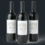 Hanukkah Love & Light Floral Menorah Wine Label<br><div class="desc">Hanukkah Love & Light Floral Menorah Wine Label . Personalize the custom text above. You can find additional coordinating items in our "Floral Hanukkah Menorah and Dreidel" collection.</div>