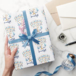 Hanukkah Love & Light Floral Menorah  Wrapping Paper<br><div class="desc">Hanukkah Love & Light Floral Menorah Wrapping Paper. Personalize the custom text above. You can find additional coordinating items in our "Floral Hanukkah Menorah and Dreidel" collection.</div>