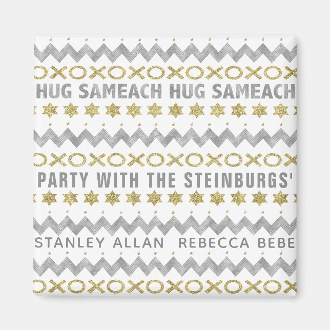 Hanukkah Magnet Square HUG SAMEACH (Front)