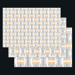 Hanukkah Menorah Abstract Design  Wrapping Paper Sheet<br><div class="desc">Hanukkah Menorah Abstract Design Wrapping Paper Set with customizable background colour.</div>