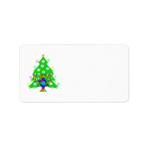 Hanukkah Menorah and Christmas Tree Label