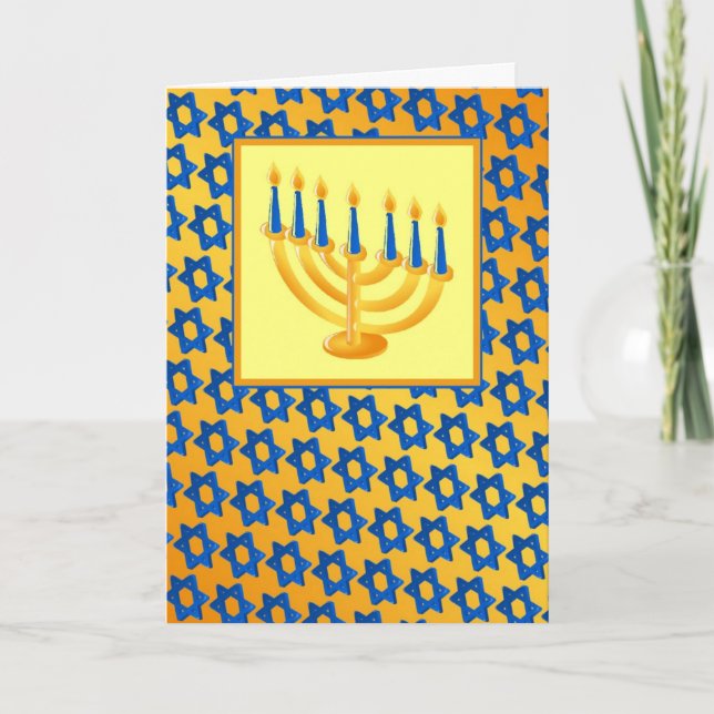 Hanukkah Menorah and Star Of David Card (Front)