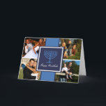 Hanukkah Menorah Banner Card<br><div class="desc">Hanukkah Menorah Banner Card. A rich blue banner with a Hanukkah menorah centre adds style to your holiday greeting card. Just select four personal photos to spread holiday cheer and well wishes to everyone on your list.</div>