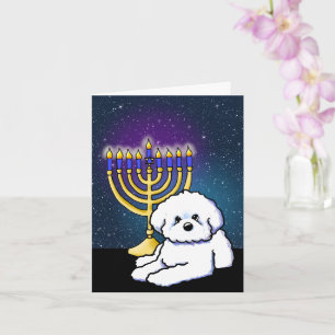 Hanukkah Menorah Bichon Card