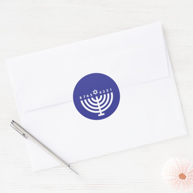 Hanukkah Menorah Blue Envelope Seal (Envelope)