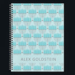 Hanukkah Menorah Blue Personalized Kids Name Notebook<br><div class="desc">This festive notebook features a repeating menorah pattern in bright blue and grey on a soft sky-blue background, perfect for celebrating the spirit of Hanukkah. The front includes space for a custom name in clean, modern typography. Ideal as a holiday gift for kids, students, or anyone who loves journalling during...</div>