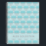 Hanukkah Menorah Blue Personalized Kids Name Notebook<br><div class="desc">This festive notebook features a repeating menorah pattern in bright blue and grey on a soft sky-blue background, perfect for celebrating the spirit of Hanukkah. The front includes space for a custom name in clean, modern typography. Ideal as a holiday gift for kids, students, or anyone who loves journalling during...</div>