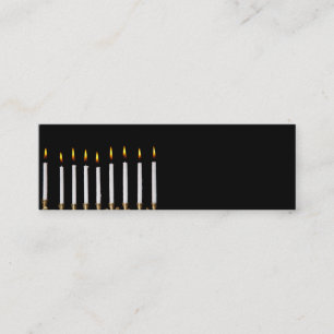 Hanukkah Menorah Burning White Candles Chanukah Mini Business Card