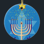 hanukkah menorah ceramic ornament<br><div class="desc">"hanukkah menorah ", "happy hanukkah", menorah, "star of david" , "chanukah jewish", Hanukkah, "jewish holidays"chanukah,  hannukah, chanukkah




channuka, channukah,  chanukkah, hannuka, hebrew, jew, ,  , judaism, menora, judaica, </div>