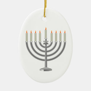 Hanukkah menorah ceramic ornament