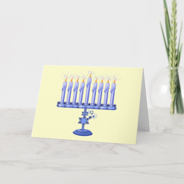 Hanukkah Menorah (customizable) Holiday Card (Front)
