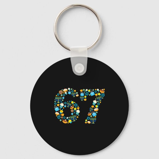 Hanukkah Menorah Dreidel 67 Festive Chanukah Six S Keychain (Front)