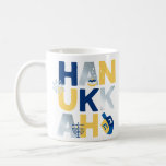 HANUKKAH Menorah Dreidel Coffee Mug<br><div class="desc">Our Hanukkah Greeting MUG with a dreidel, menorah, jelly doughnut, and Jewish stars of David is a beautiful, fun way to wish family and friends a Happy Hanukkah in style. . Personalize with your custom greeting on the reverse to make it truly one of a kind. Enquiries: message us or...</div>