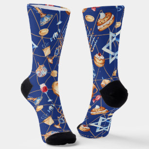 Hanukkah Menorah Dreidel  Socks