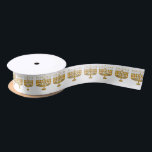 Hanukkah Menorah Festival of Lights Satin Ribbon<br><div class="desc">Celebrate the feast of dedication with this original Menorah illustration design pattern by Holiday Hearts Designs (all rights reserved).</div>