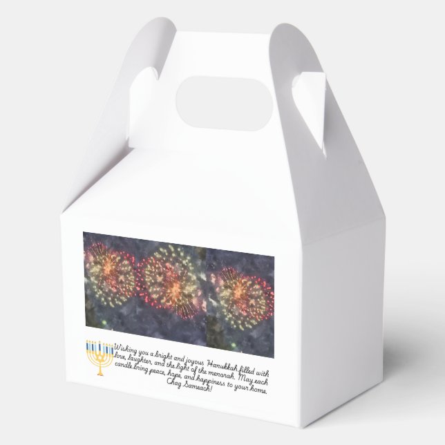 Hanukkah  menorah , fire crackers  favor box (Front)