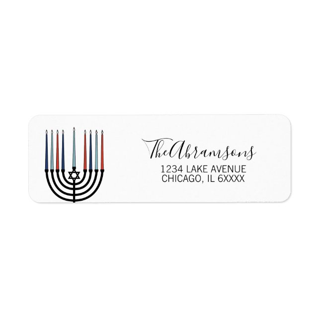 Hanukkah Menorah Holiday  Address Label (Front)