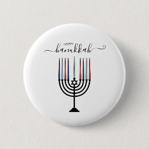 Hanukkah Menorah Holiday Pinback Button