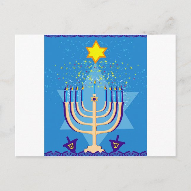 hanukkah menorah holiday postcard (Front)