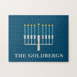Hanukkah Menorah in Blue Personalized   Jigsaw Puzzle<br><div class="desc">Hanukkah Menorah in Blue Personalized Jigsaw Puzzle</div>