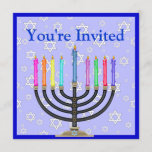 Hanukkah Menorah Invitation<br><div class="desc">Beautiful Hanukkah  with Menorah   Invitation. Perfect for a beautiful celebration! Star of David adds a great touch in the back of invitation!</div>