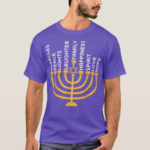 Hanukkah Menorah Light Jewish Spiritual Love Famil T-Shirt