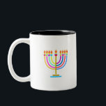 Hanukkah Menorah Lights Holiday symbol Two-Tone Coffee Mug<br><div class="desc">Hanukkah Menorah Lights Holiday symbol. Hanukkah Logo Decoration. Irael,  Jerusalem. Sofiartmedia Modern Design.</div>