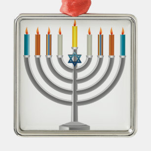Hanukkah menorah metal ornament