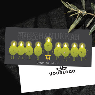 Hanukkah Menorah Olives Dark Grey Company Card