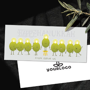 Hanukkah Menorah Olives   Grey Company Logo Card